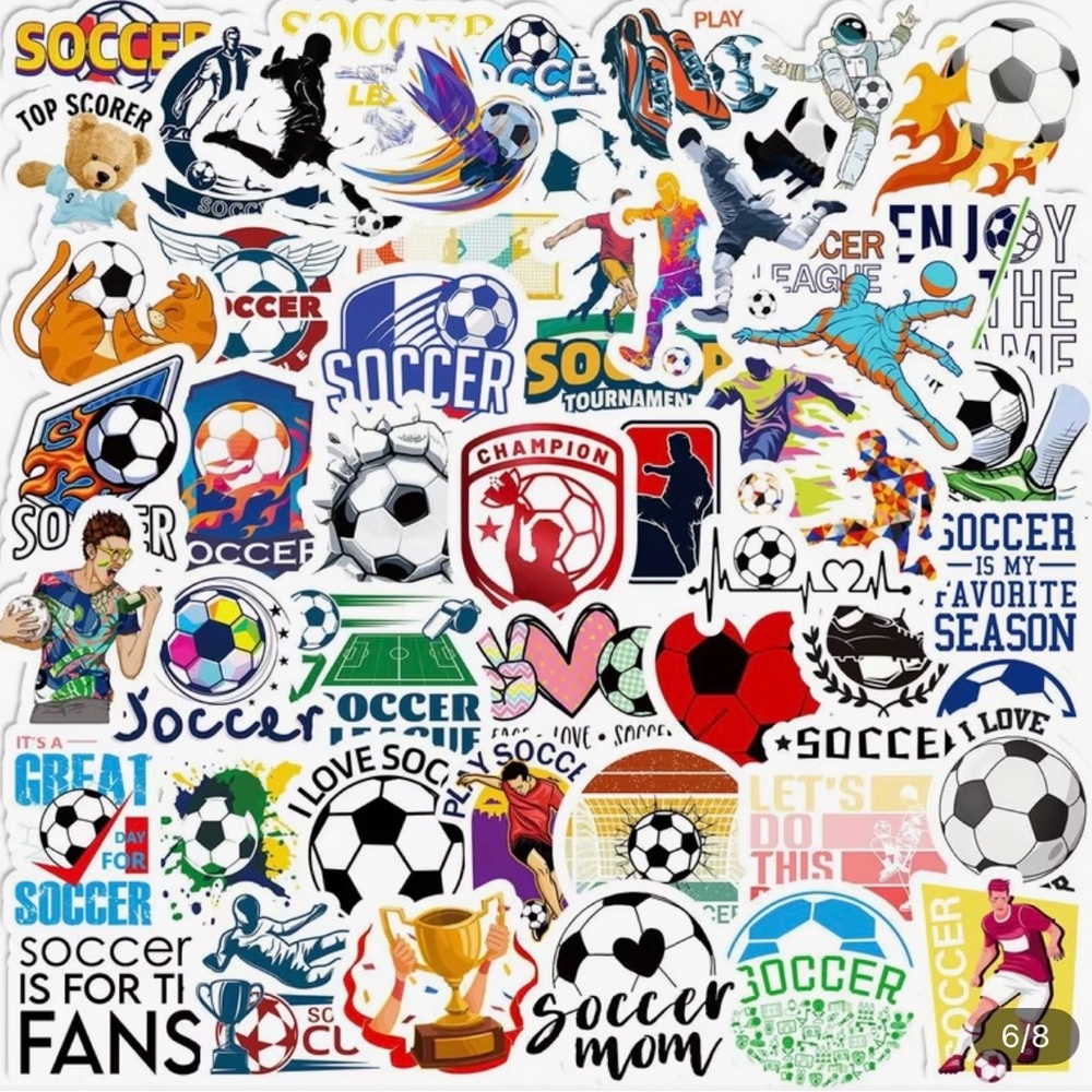 50 Soccer Vinyl Stickers